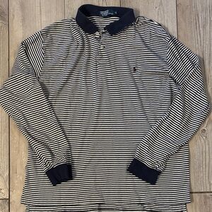 Polo by Ralph Lauren Black and White Striped Long Sleeve Shirt